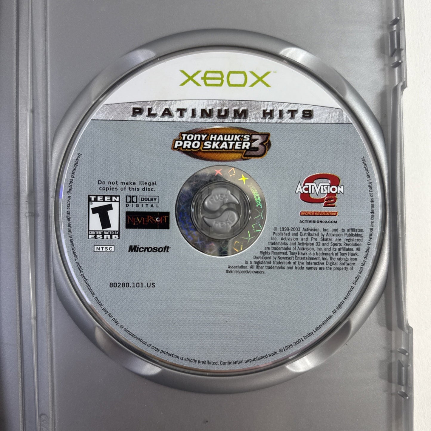 Tony Hawk's Pro Skater 3 (Microsoft Xbox, 2003) Game Case Manual Registration