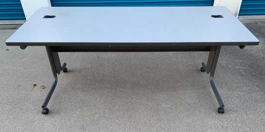 72"x30" Training Room Workstation Table with Lockable Wheels