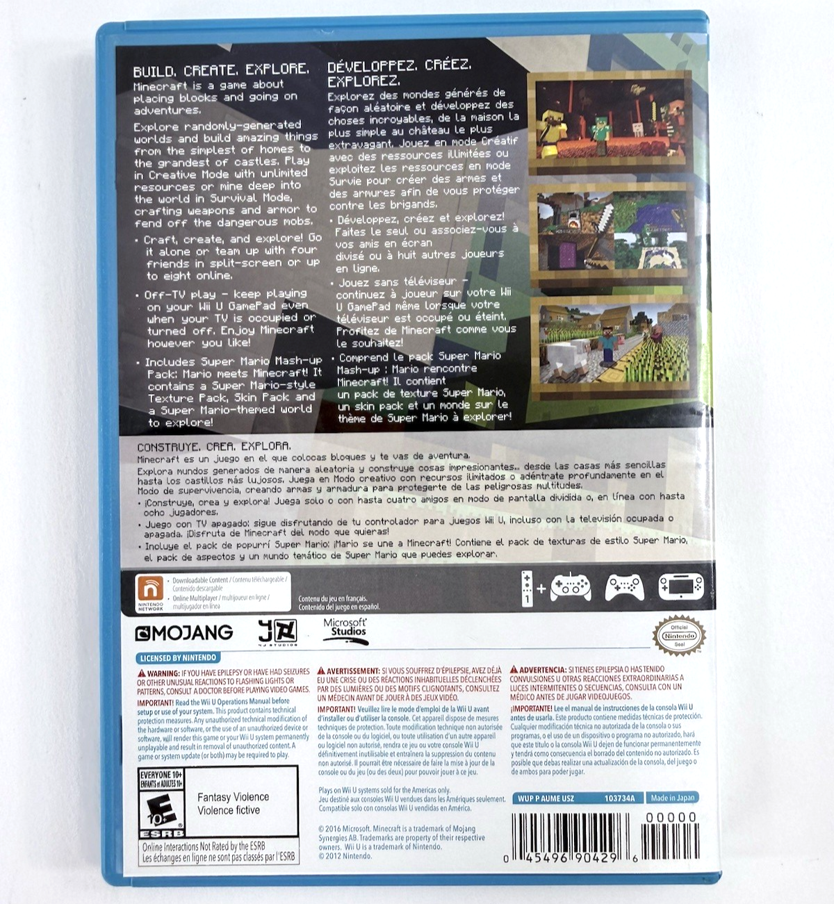 Minecraft: Wii U Edition (Wii U, 2015) Game Case Manual - Tested
