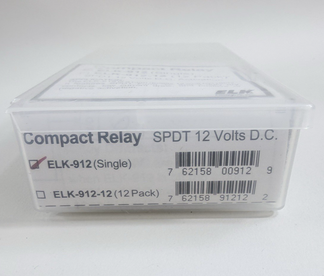 ELK 912 Compact Relay SPDT 12 Volt DC Activation Relay - New, Open Box