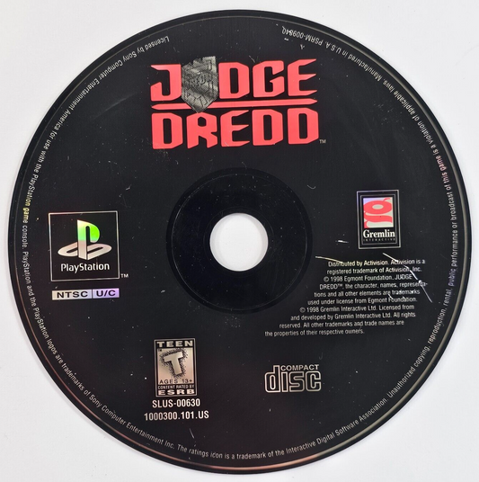 Judge Dredd (Sony PlayStation 1, 1998) Game Disc - Tested and Working