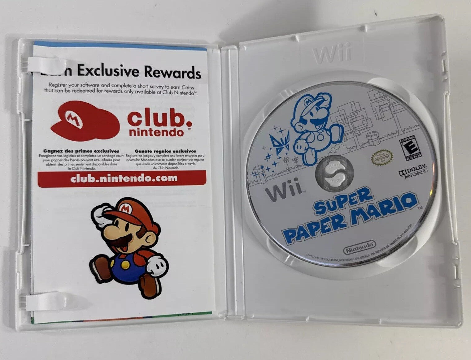 Super Paper Mario (Nintendo Wii, 2007) Game Case Manual Inserts - Tested