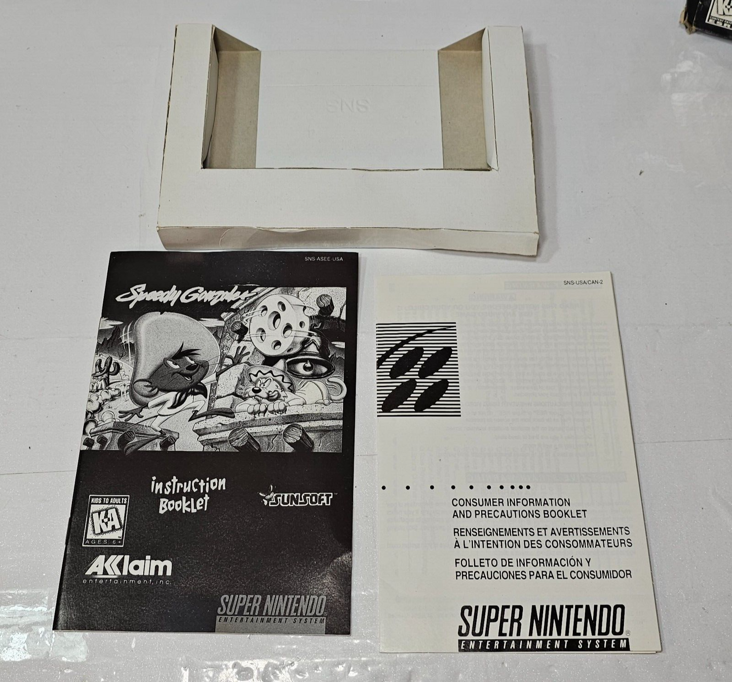 Speedy Gonzales: Los Gatos Bandidos (Nintendo SNES, 1997) Game Box Manual Insert