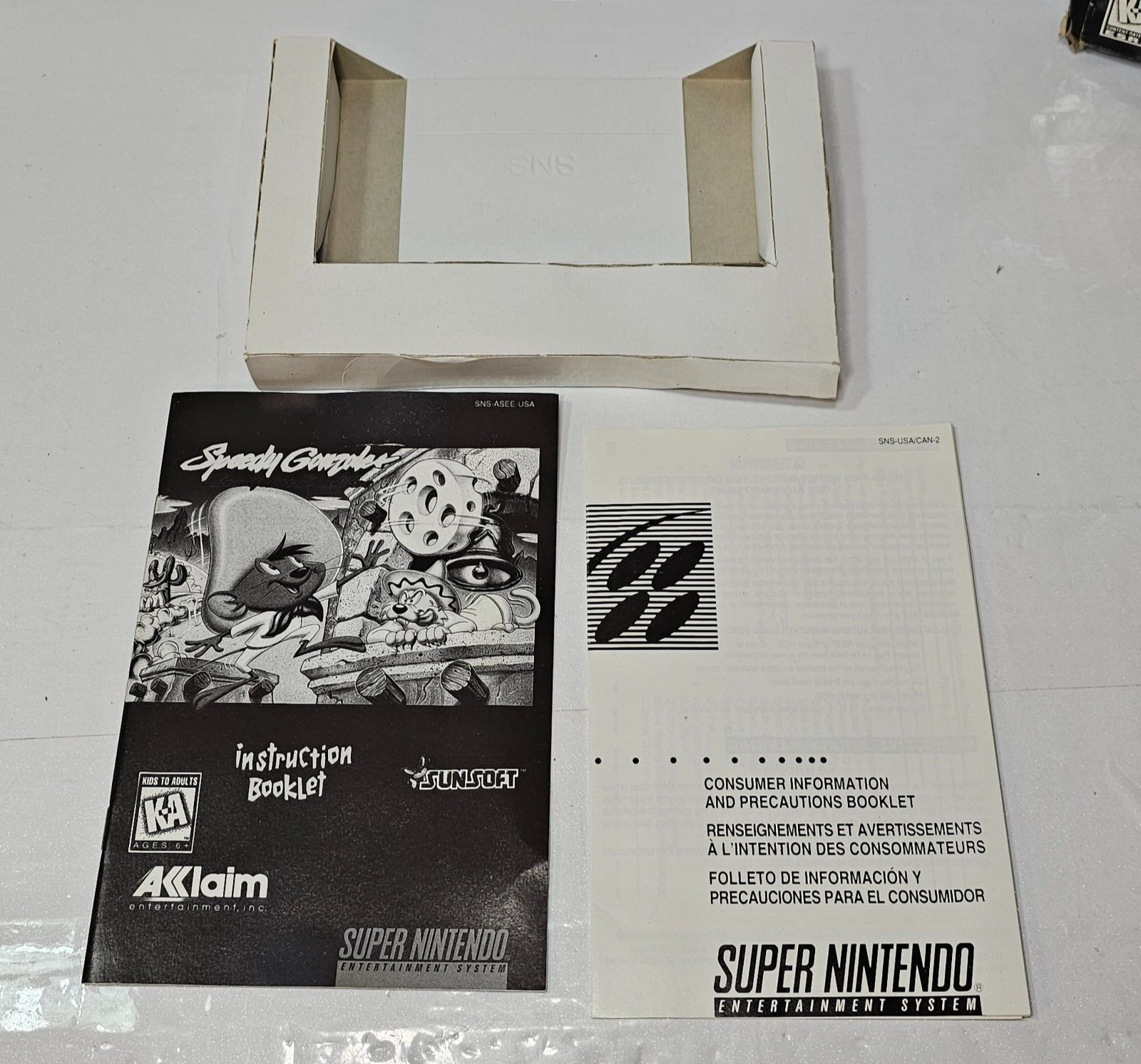 Speedy Gonzales: Los Gatos Bandidos (Nintendo SNES, 1997) Game Box Manual Insert