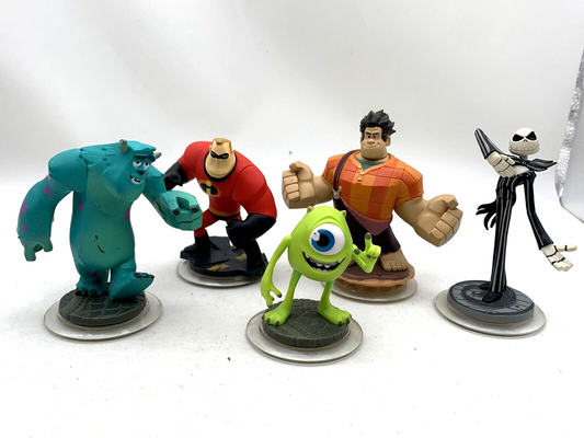 Disney Infinity Lot - Jack Skellington, Wreck-It Ralph, Mr. Incredible, Sully +1