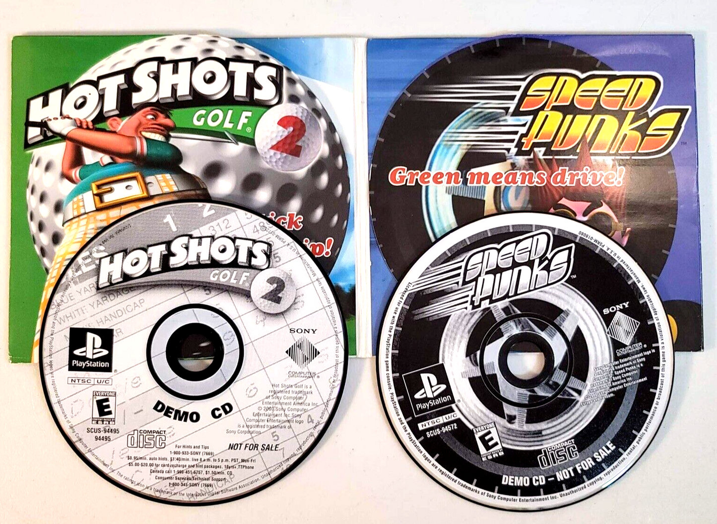 Hot Shots Golf 2 and Speed Punks (Sony PlayStation, 2000) Demo Discs & Sleeve