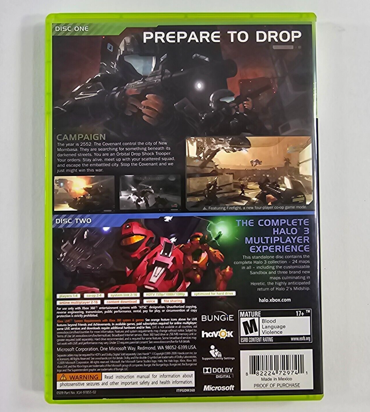 Halo 3: ODST (Microsoft Xbox 360, 2009) Game Discs Case Manual Insert - Tested
