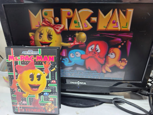Ms. Pac-Man (Sega Genesis, 1991) Game, Case, Manual - Tested - Read