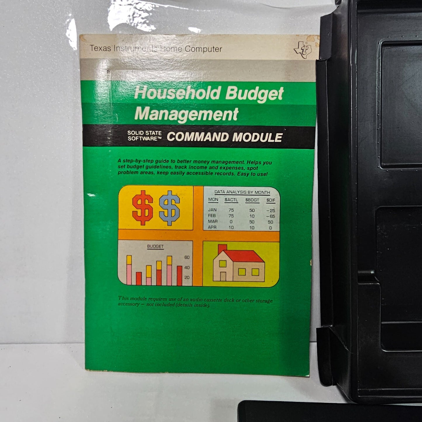 Household Budget Management (Texas Instruments TI99/4a, 1979) Cartridge & Manual