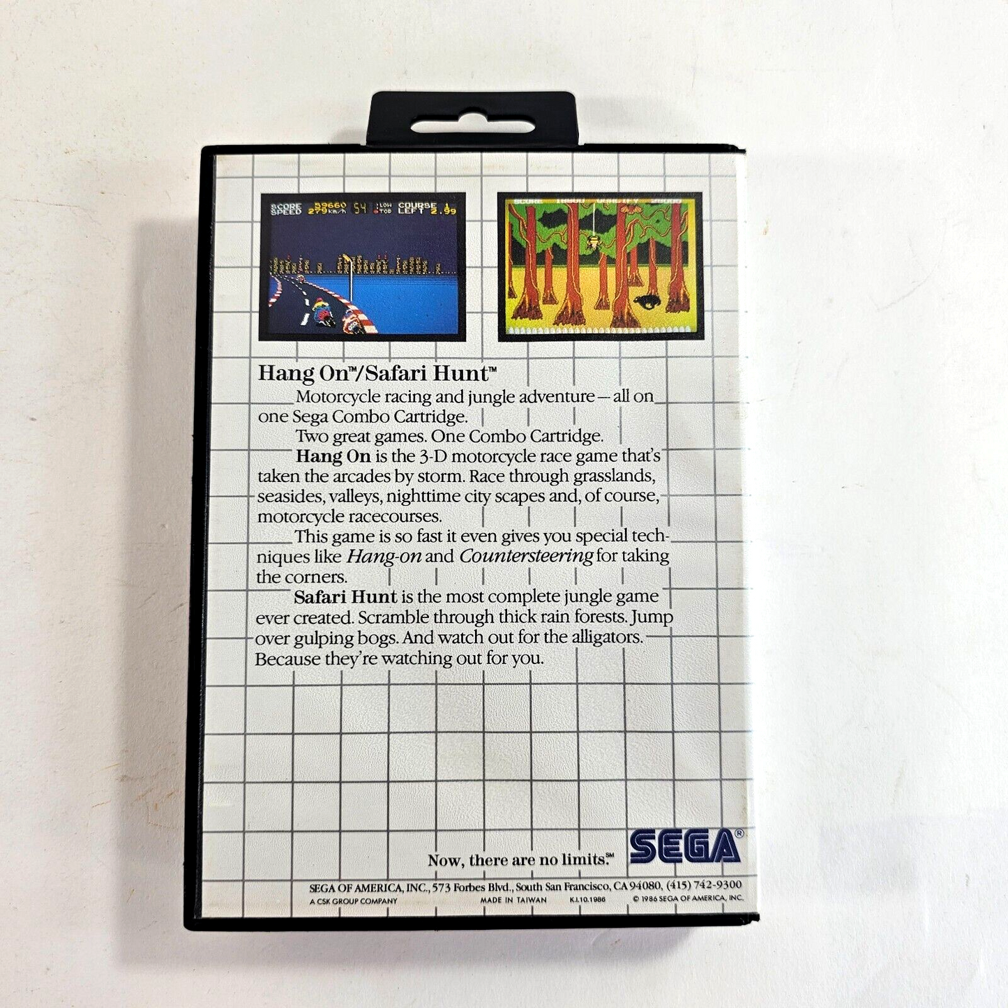 Hang On & Safari Hunt (Sega Master System, 1986) Game Case Manual - Tested