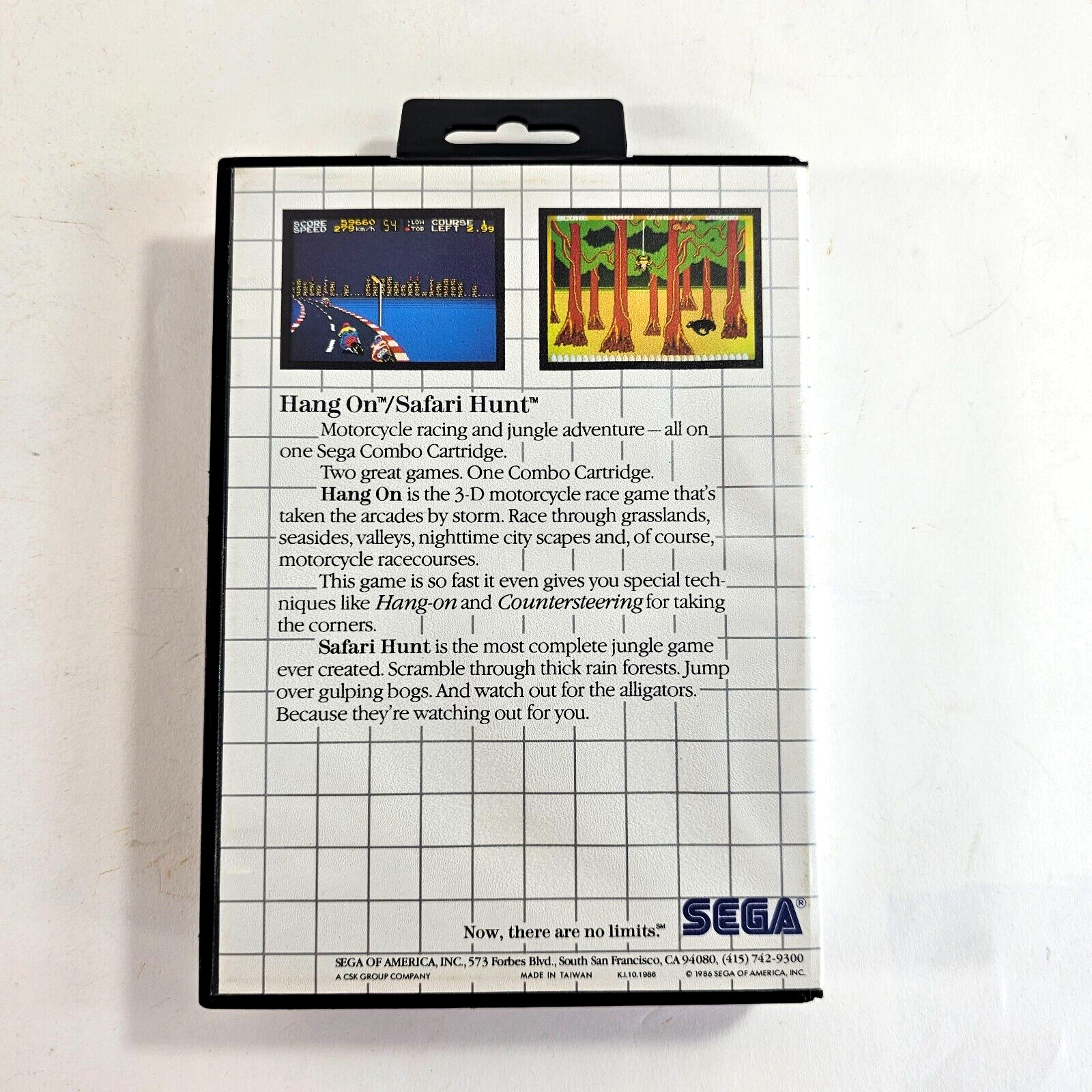 Hang On & Safari Hunt (Sega Master System, 1986) Game Case Manual - Tested