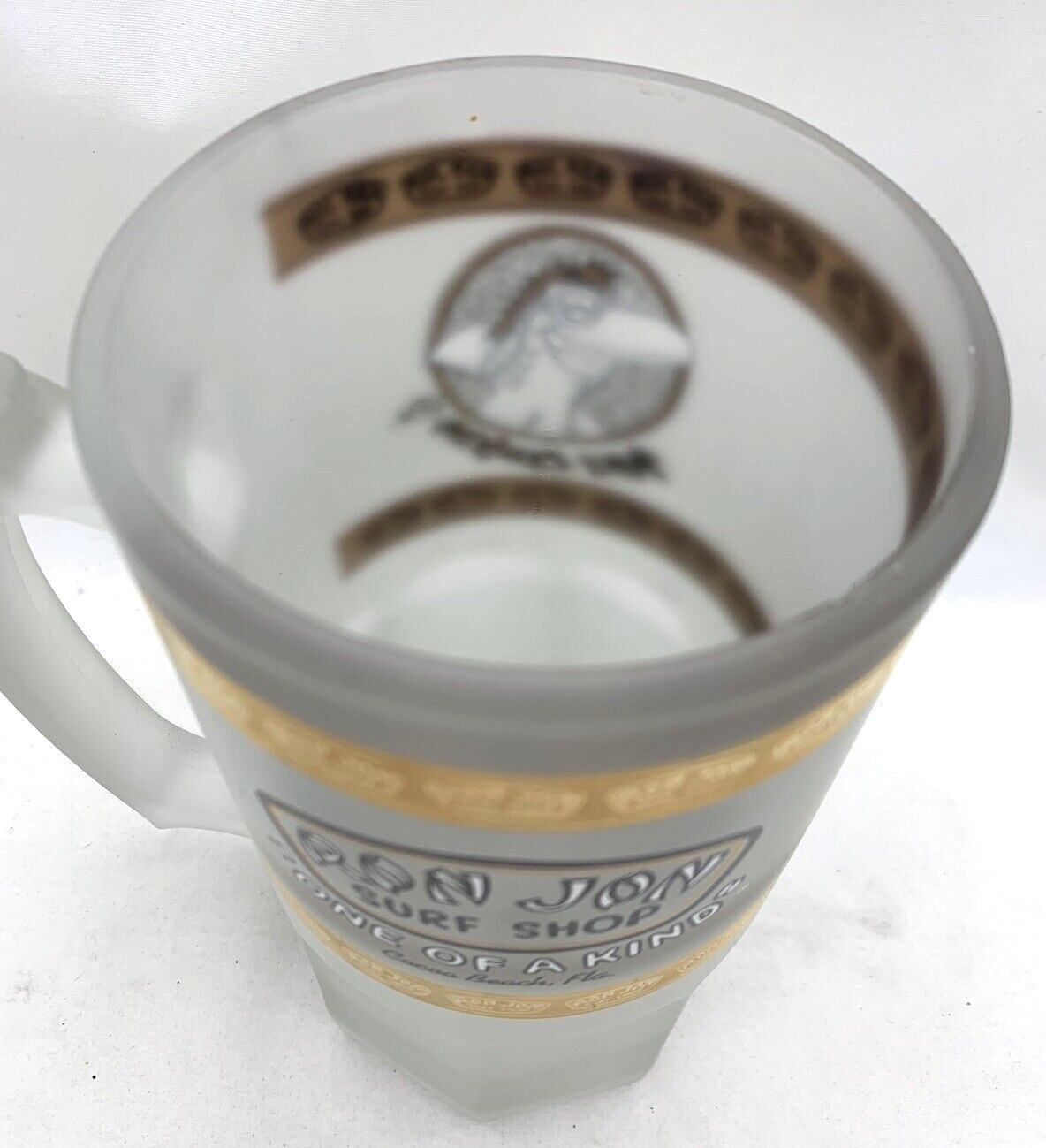 Ron Jon Surf Shop 32 oz Heavy Frosted Beer Glass - "One of a Kind"