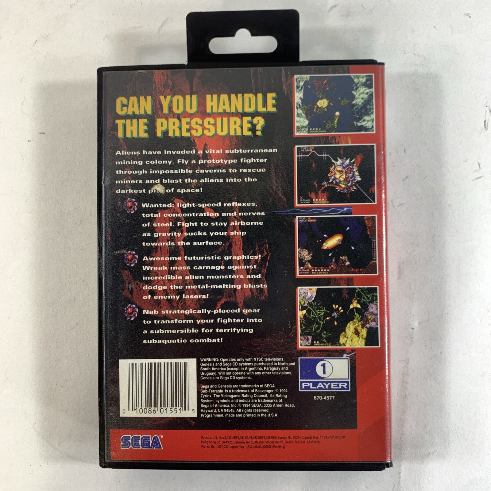 Sub Terrania (Sega Genesis, 1994) Game Case Manual Registration