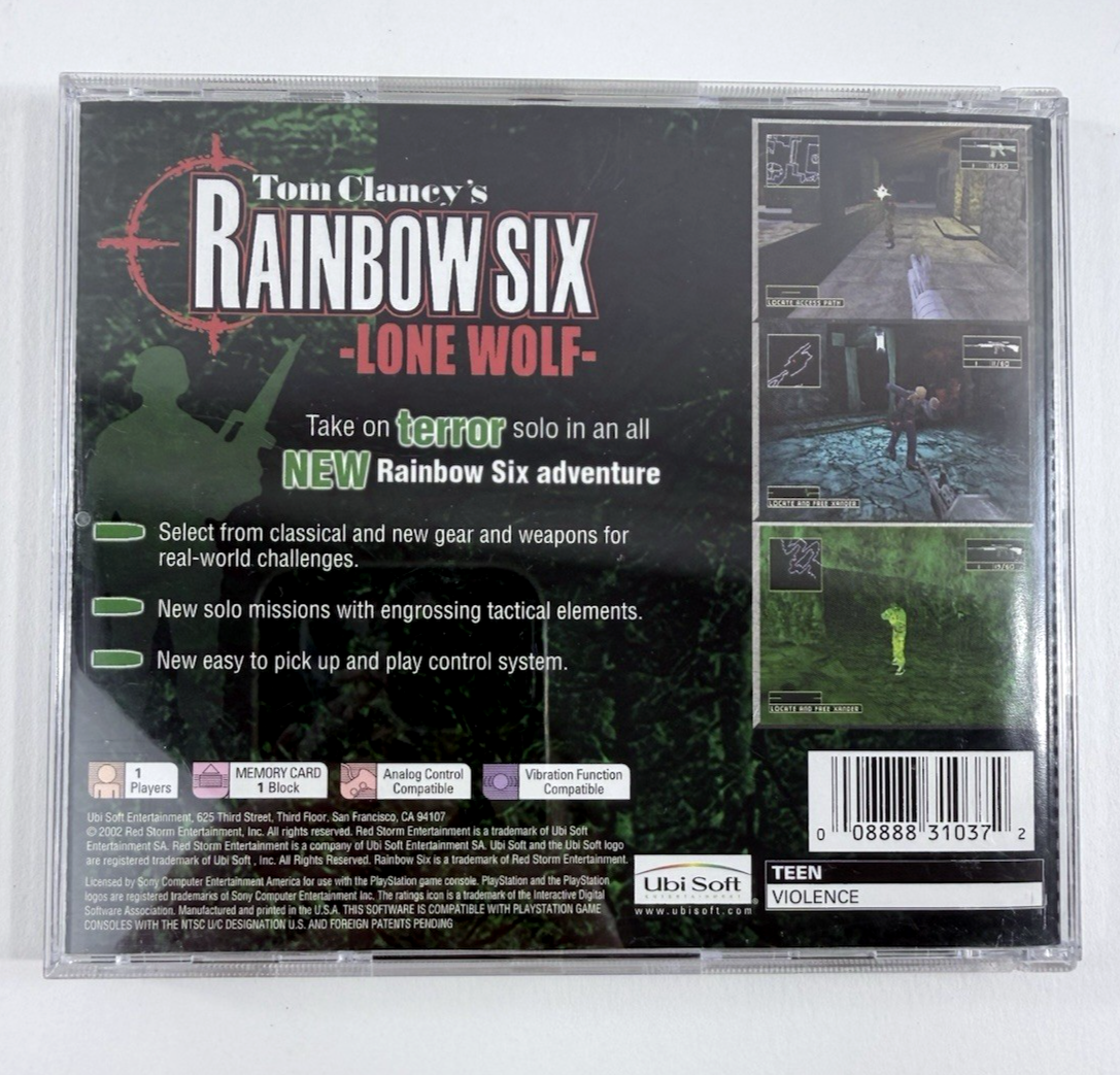 Tom Clancy's Rainbow Six: Lone Wolf (Sony PlayStation 1, 2002) Game Case Manual