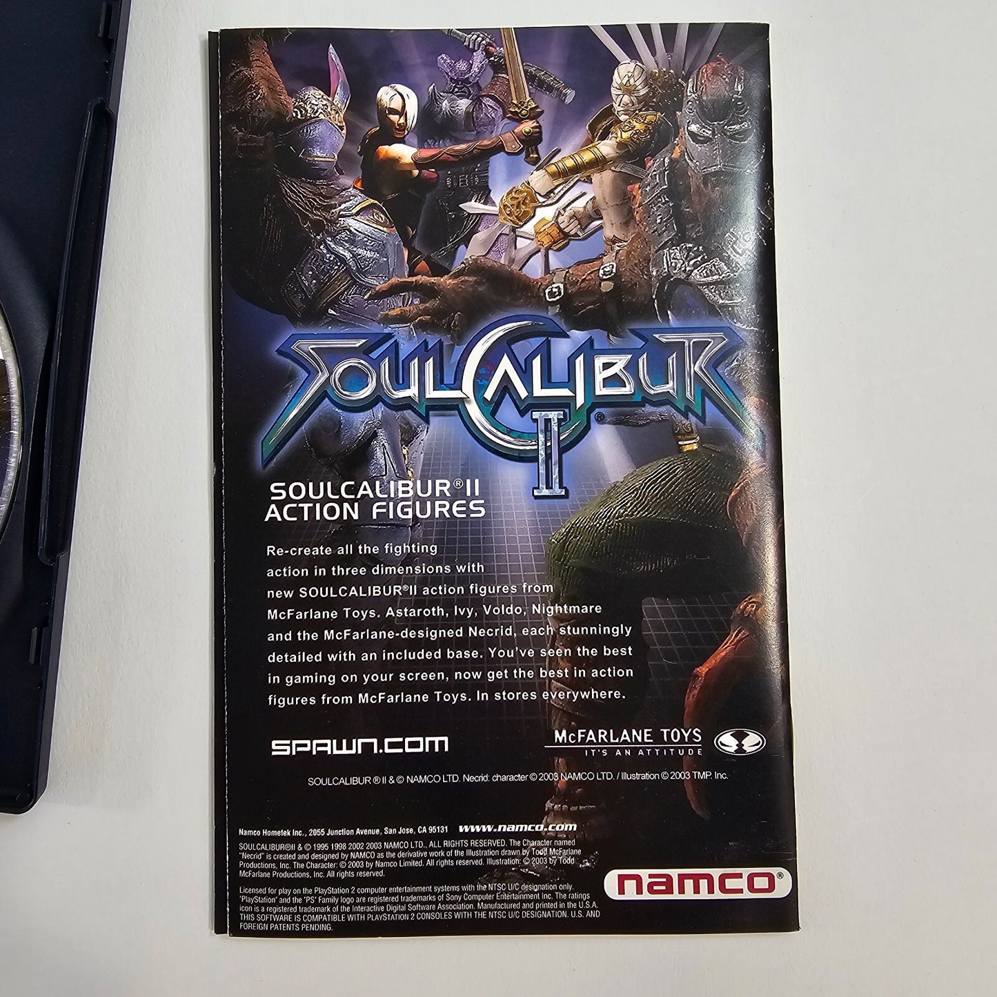 Soul Calibur II (PlayStation 2, 2003) Game Case Manual Registration - Tested