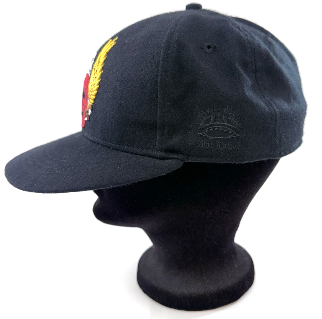 Blac Label Premium Skull Eagle 7 3/8 Black Embroidered Streetwear Fitted Cap