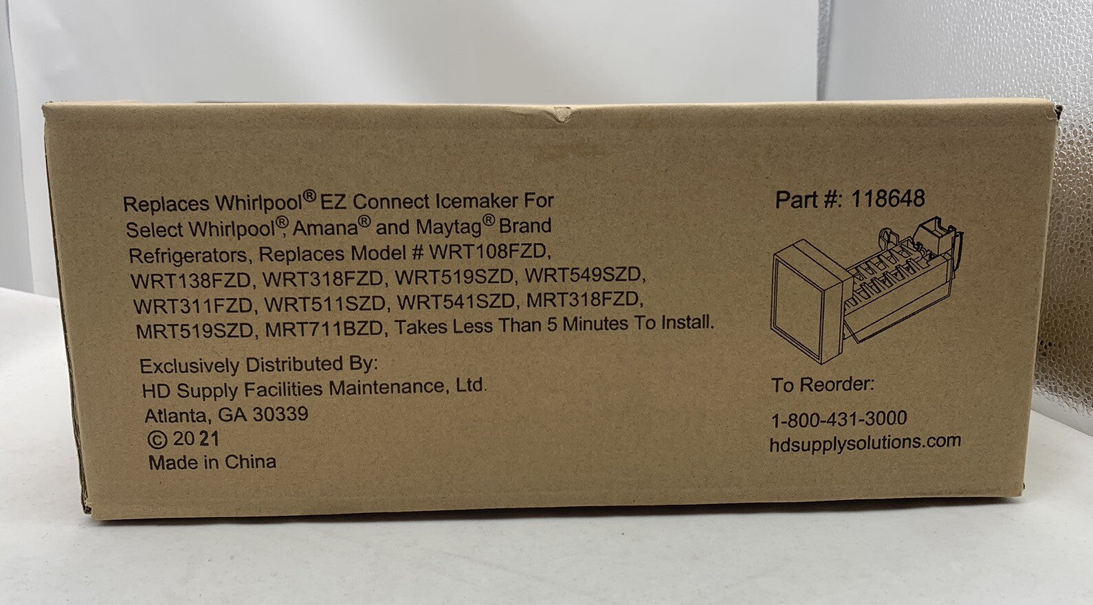 Replacement Ice Maker Kit Replaces Whirlpool EZ Connect Ice Maker Part#: 118648