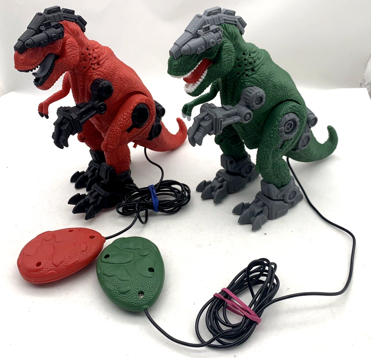 Battery Powered Walking 2 Dinosaurs  T-Rex Remote Control Toys Sound