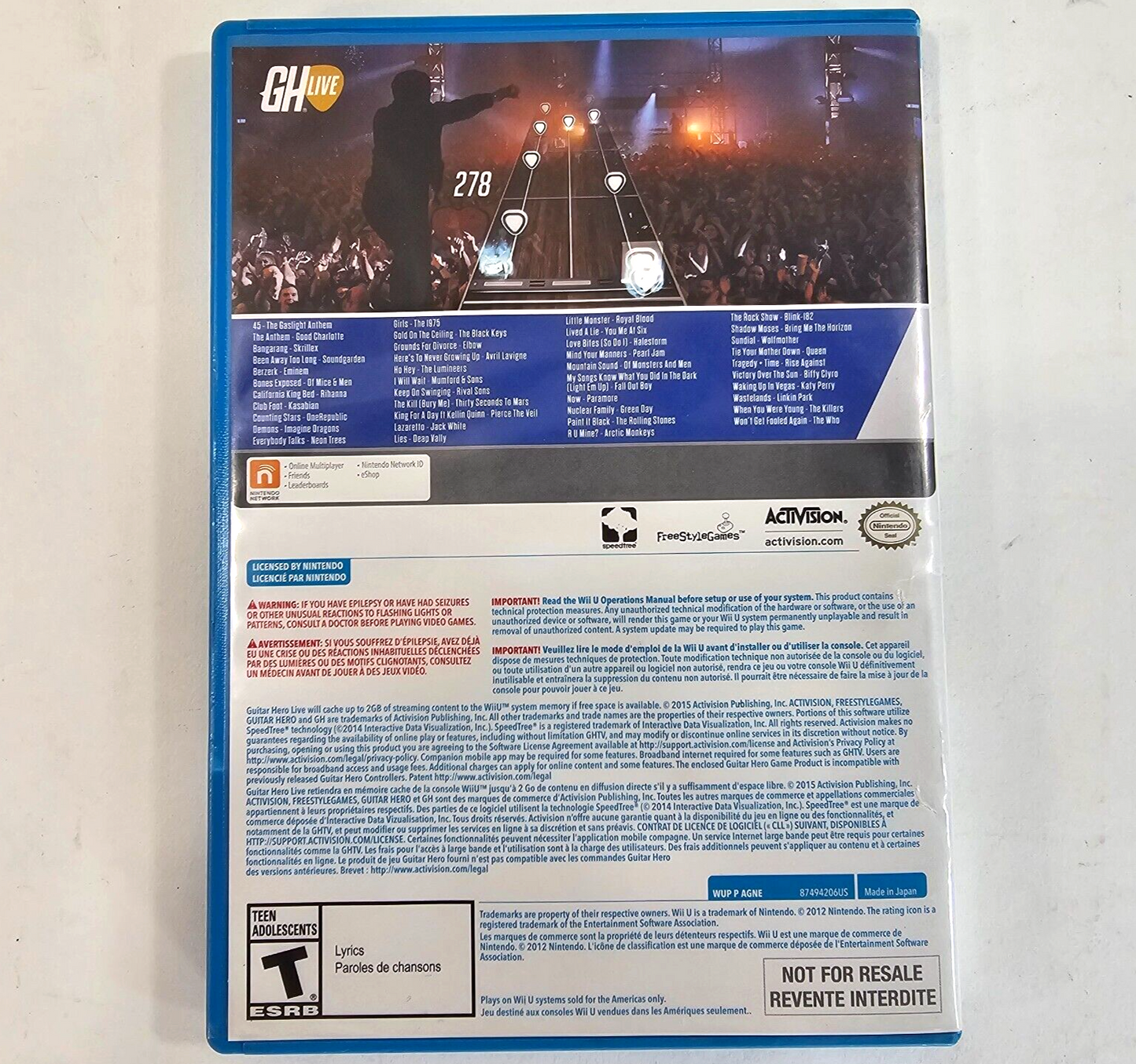 Guitar Hero Live (Wii U, 2015) Game Case Manual - Tested - No Accessories