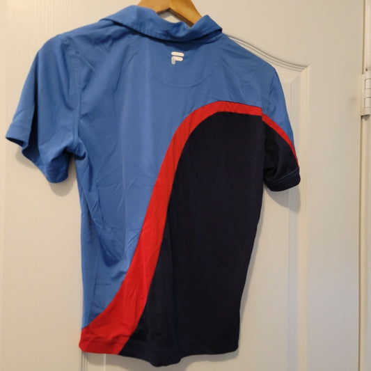 FILA US Open 2003 Polo Women's Large Blue Vintage Shirt Excellent 