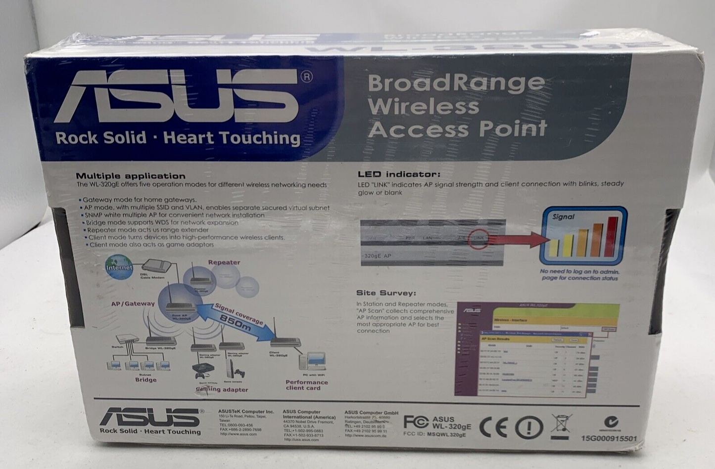 Asus BroadRange Wireless Access Point WL-320gE 2.4 GHz NEW