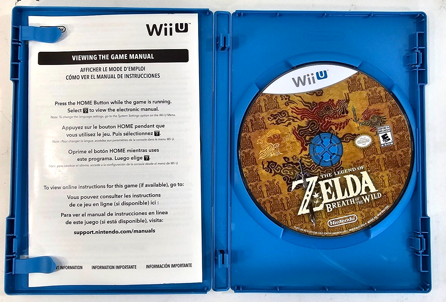 The Legend of Zelda: Breath of the Wild (Wii U, 2017) Game Case Manual - Tested