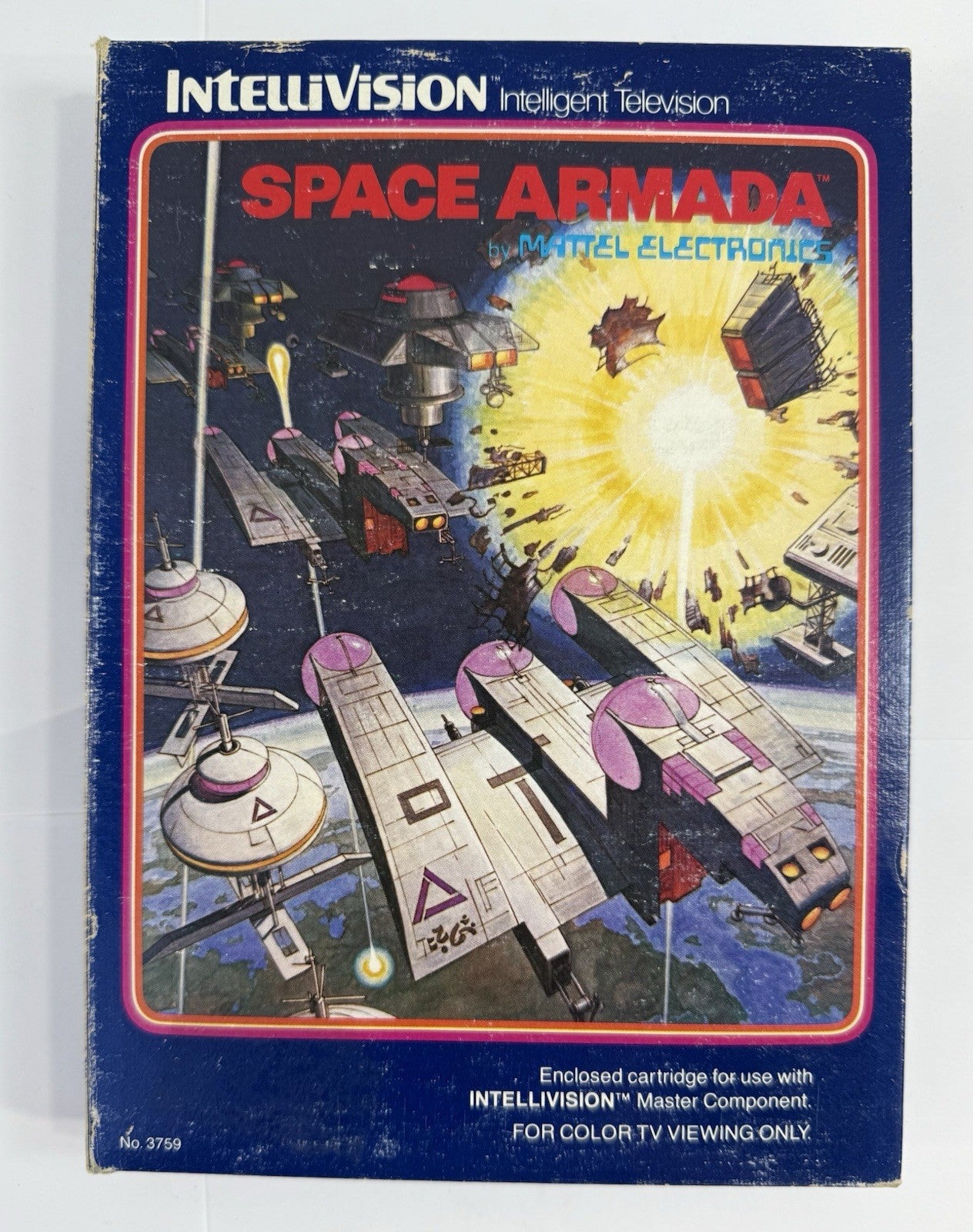 Space Armada (Intellivision, 1981) Game, Box, Manual, Overlays -Tested & Working