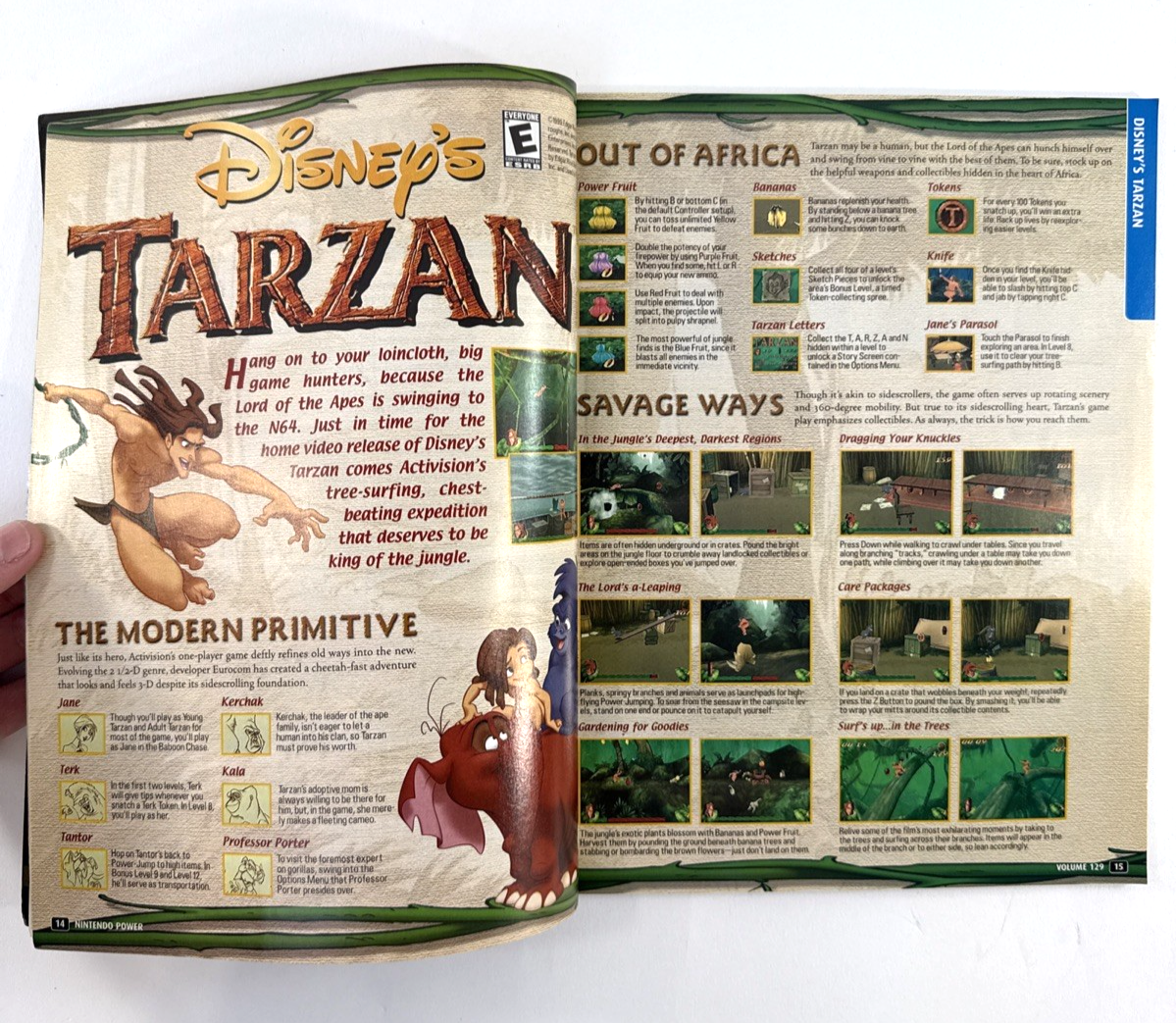 Nintendo Power (Vol. 129, Feb '00) Disney's Tarzan w/ Pro Skater Poster, Comic