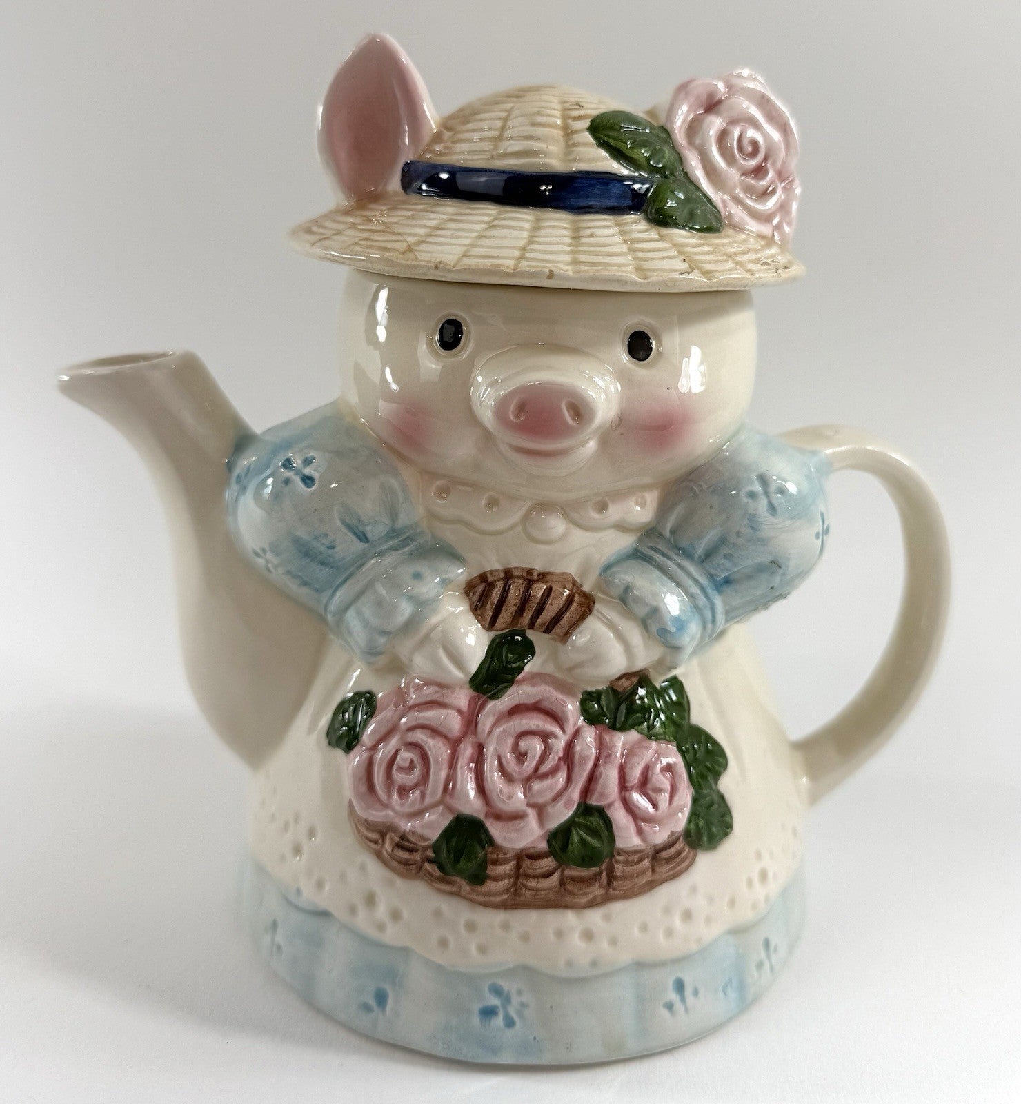 OCI Omnibus 1990s Miss Garden Pig Ceramic Decorative Teapot