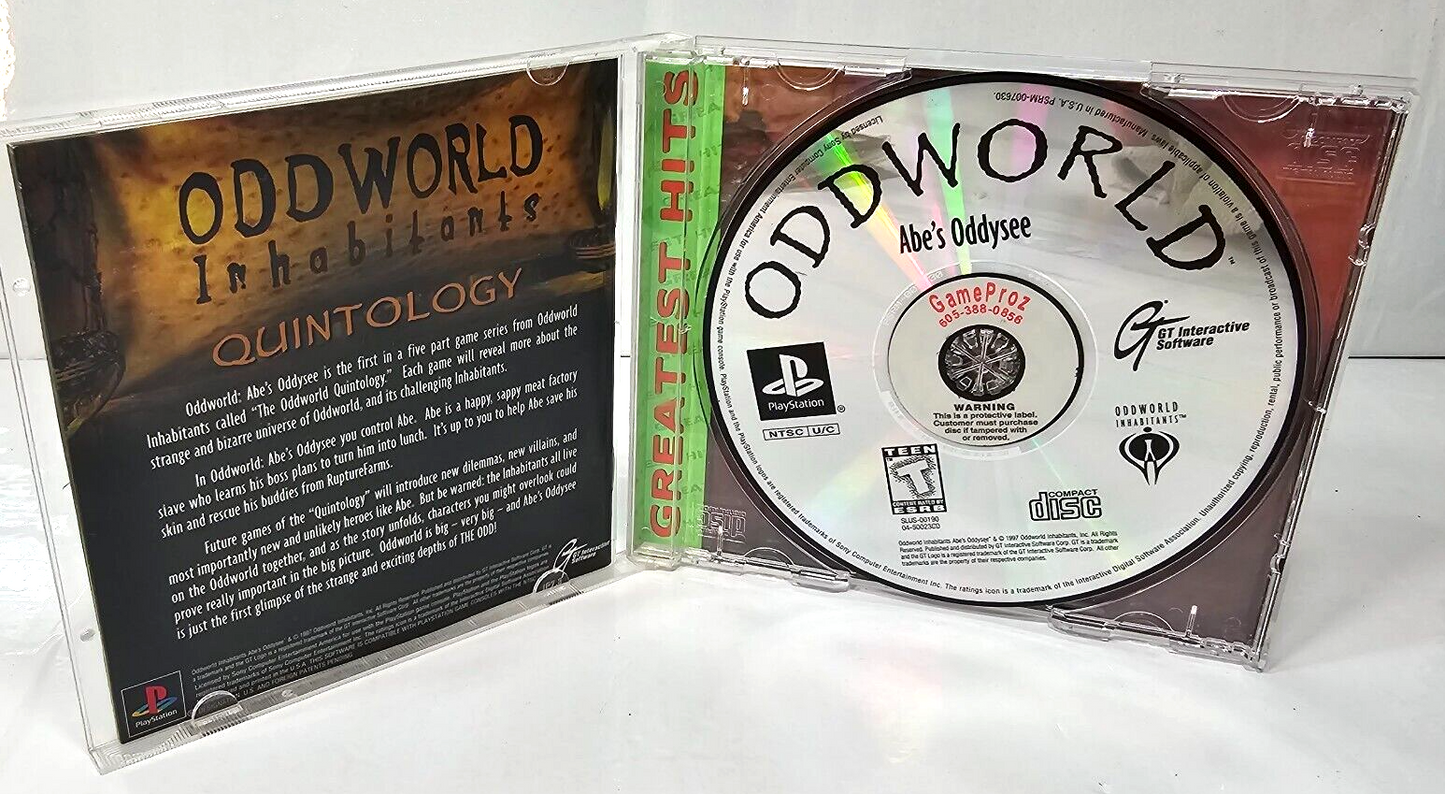Oddworld: Abe's Oddysee (Sony PlayStation, 1997) Game Case Manual Registration