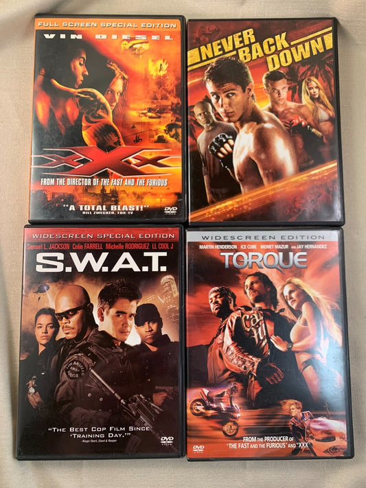 XXX/Never Back Down/SWAT/Torque  (DVD bundle) Action Movies