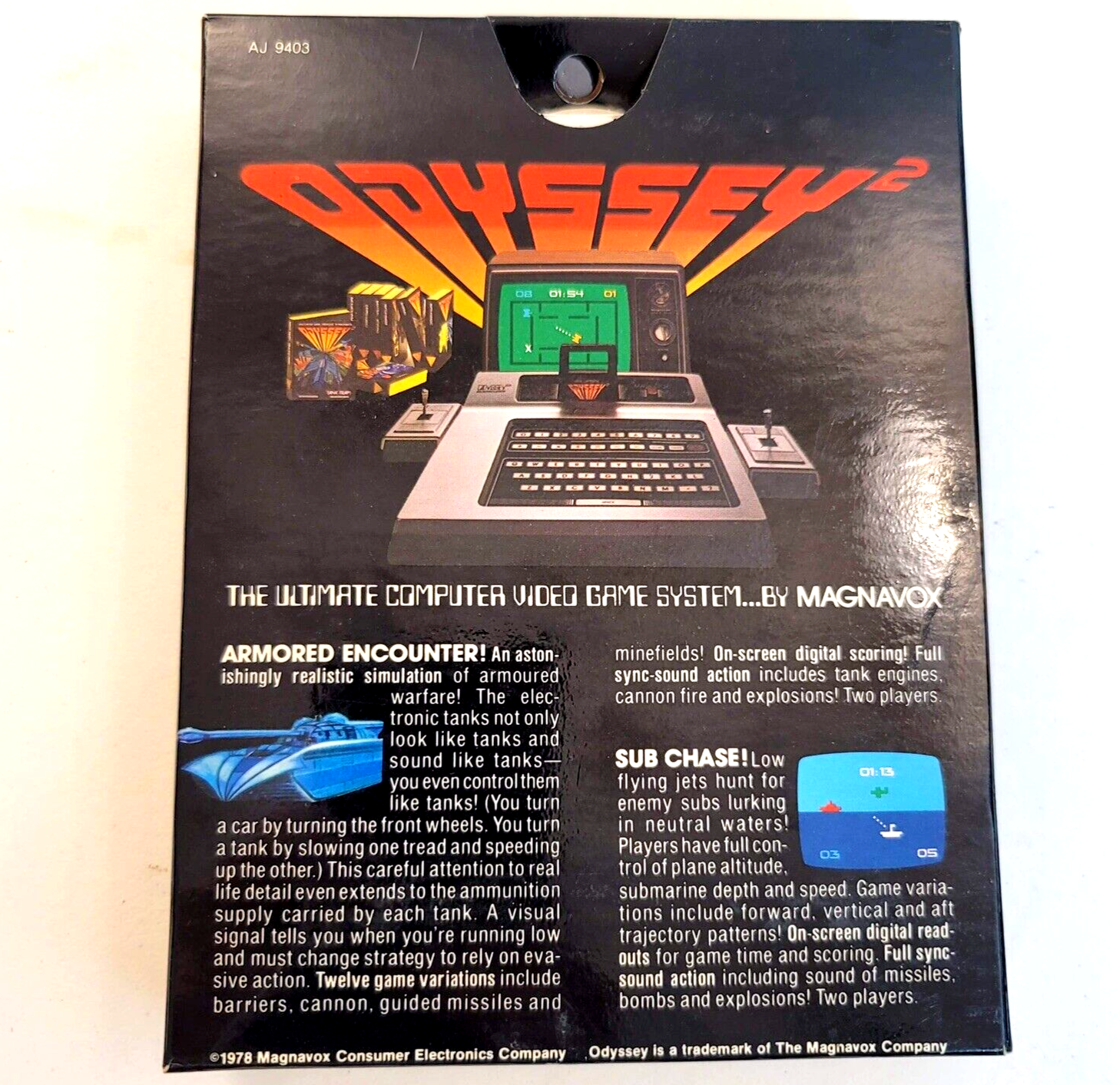 Armored Encounter/Sub Chase (Magnavox Odyssey 2, 1978) Game Case Manual - Tested