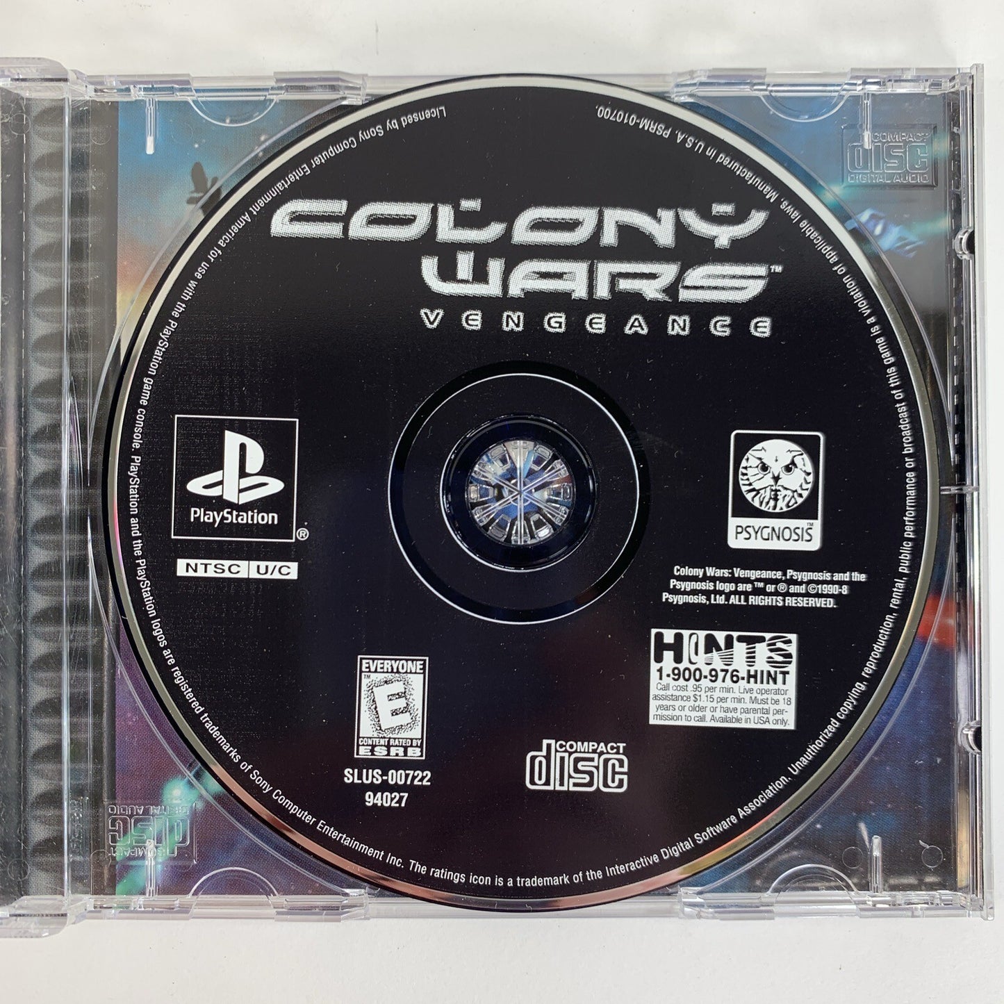 Colony Wars: Vengeance (Sony PlayStation 1, 1998) Game Case Manual Registration
