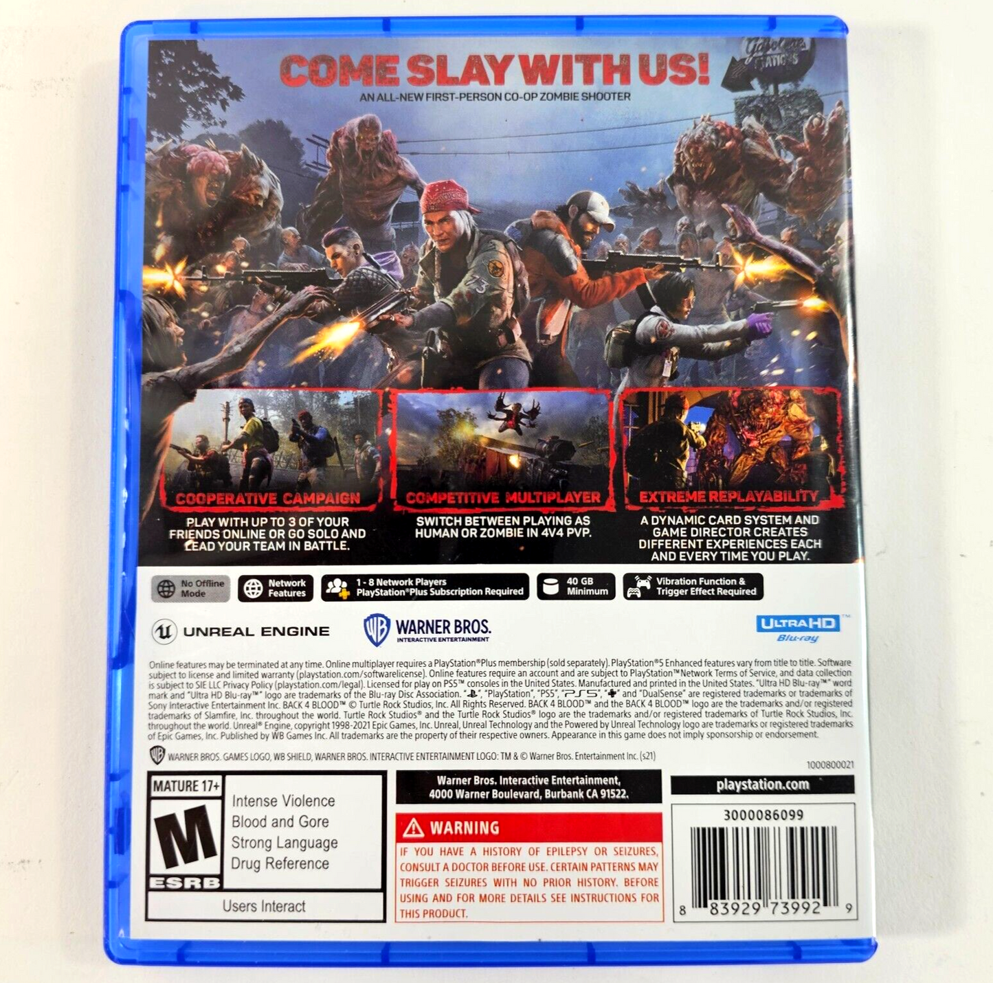 Back 4 Blood (Sony PlayStation 5, 2021) Game Case Insert - Tested