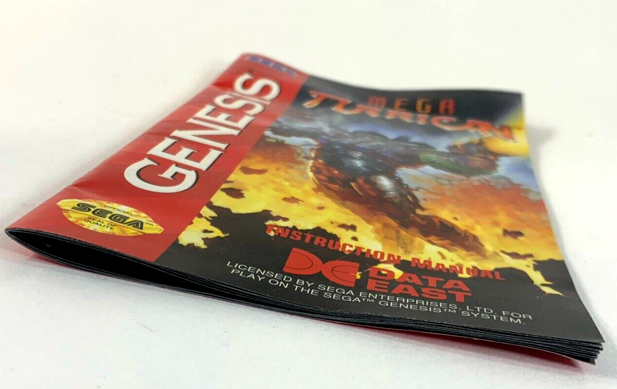 Mega Turrican (Sega Genesis, 1994) Game Case Manual Registration - Tested