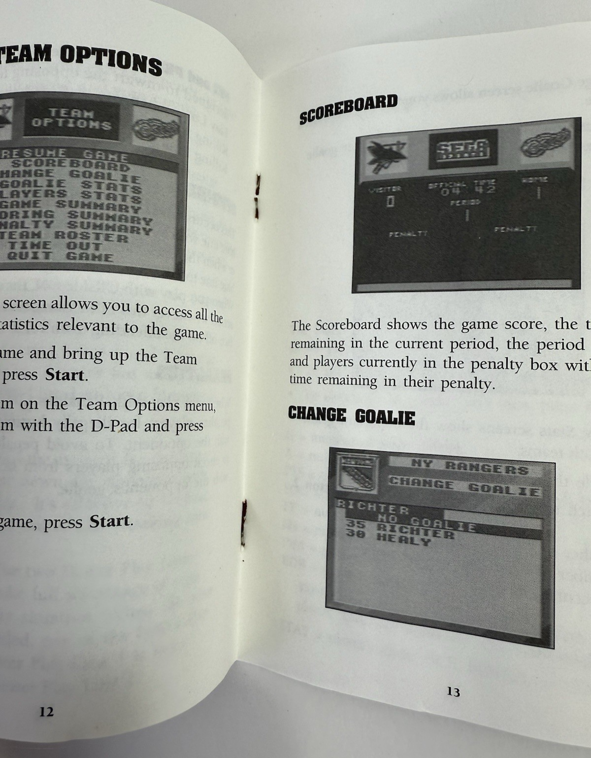 NHL All-Star Hockey (Game Gear, 1995) Box, Manual, Registration, Insert Only