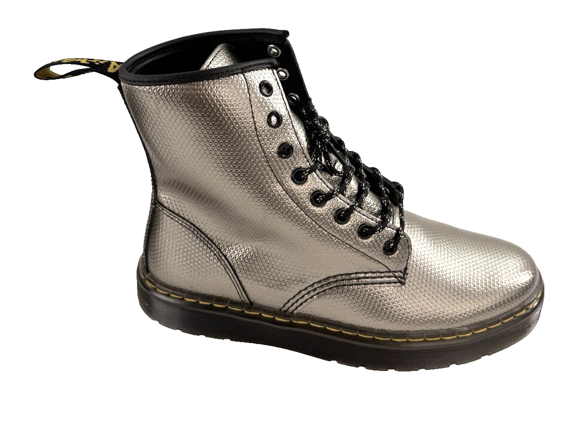 Doc Martens Zavala Metallic Textured Leather 8-Eye Unisex Boots Men's US Size 8