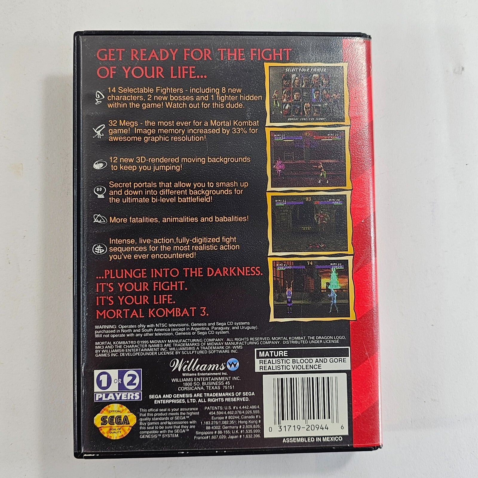 Mortal Kombat 3 (Sega Genesis, 1995) Game and Case - Tested and Working