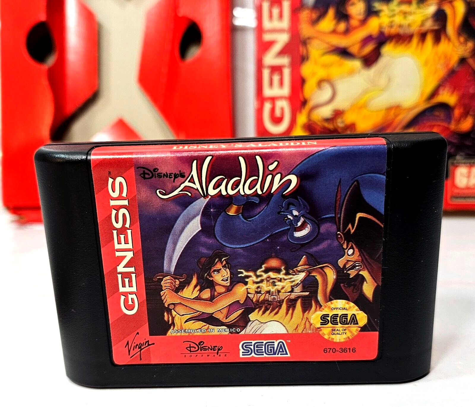 Disney's Aladdin (Sega Genesis, 1993) Game Box Manual Registration- Tested