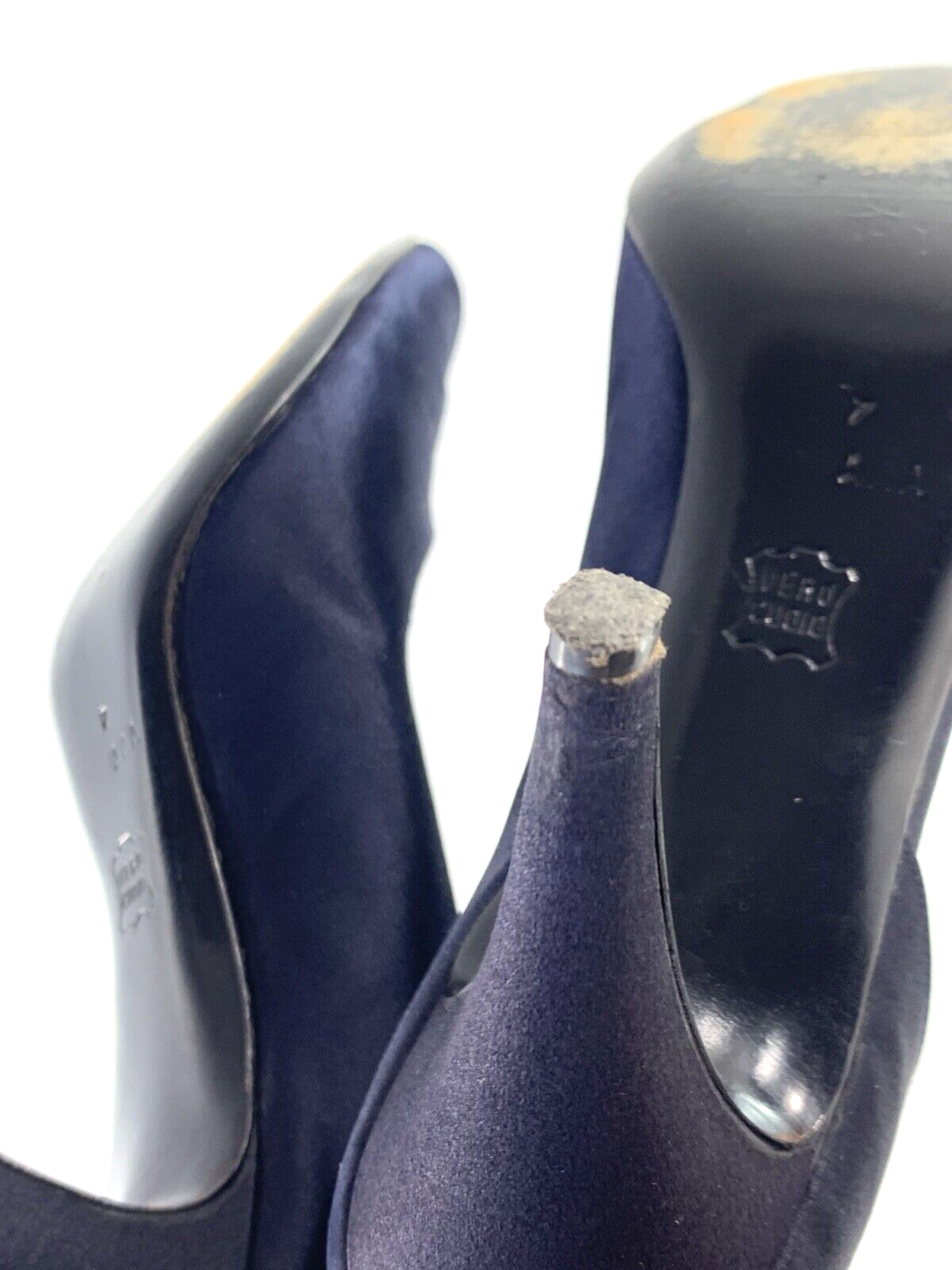 Bruno Magli Womens Navy Blue Leather Heels Pumps Shoes Size 7AAA