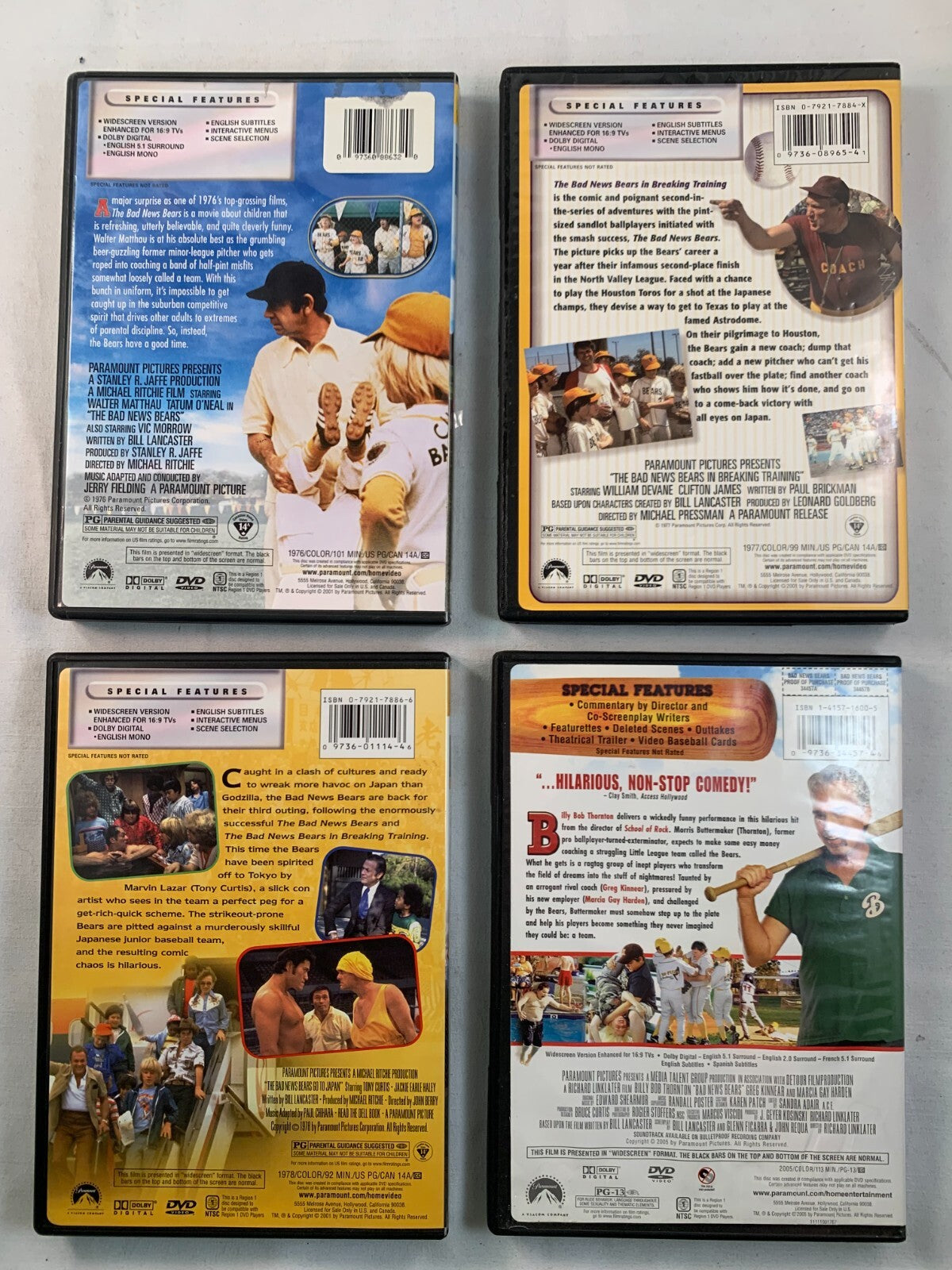 The Bad News Bears Original Trilogy and 2005 Remake (DVD bundle of 4) - Tested