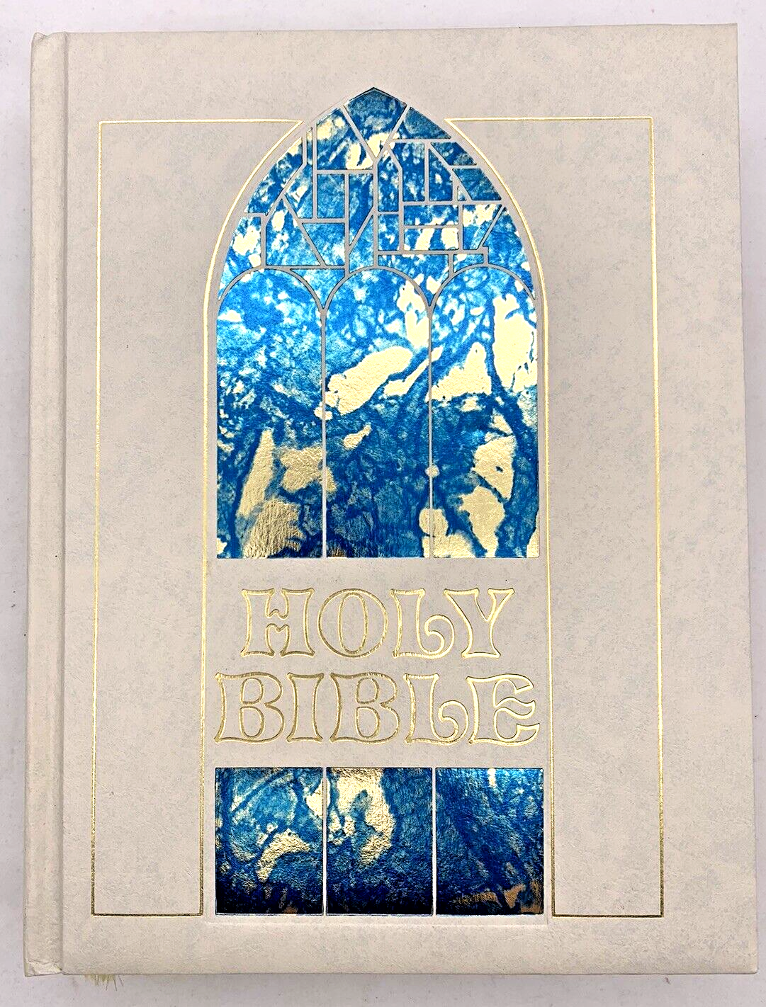 Large Vintage White & Gold Holy Bible Red Letter 1976 Keepsake Family Edition