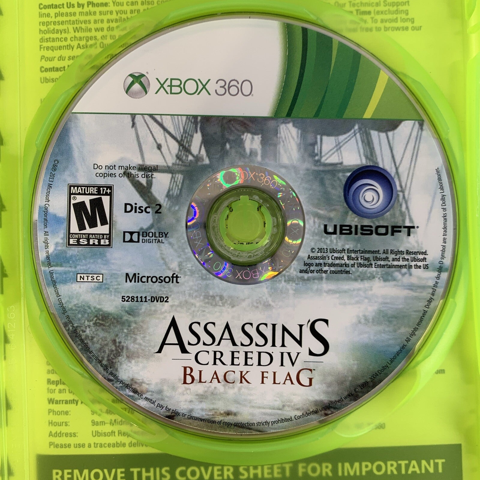 Assassin's Creed IV: Black Flag (Xbox 360, 2013) Discs Case Inserts - Tested