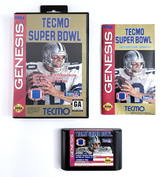 Tecmo Super Bowl (Sega Genesis, 1993) Game, Case, Manual - Tested and Working