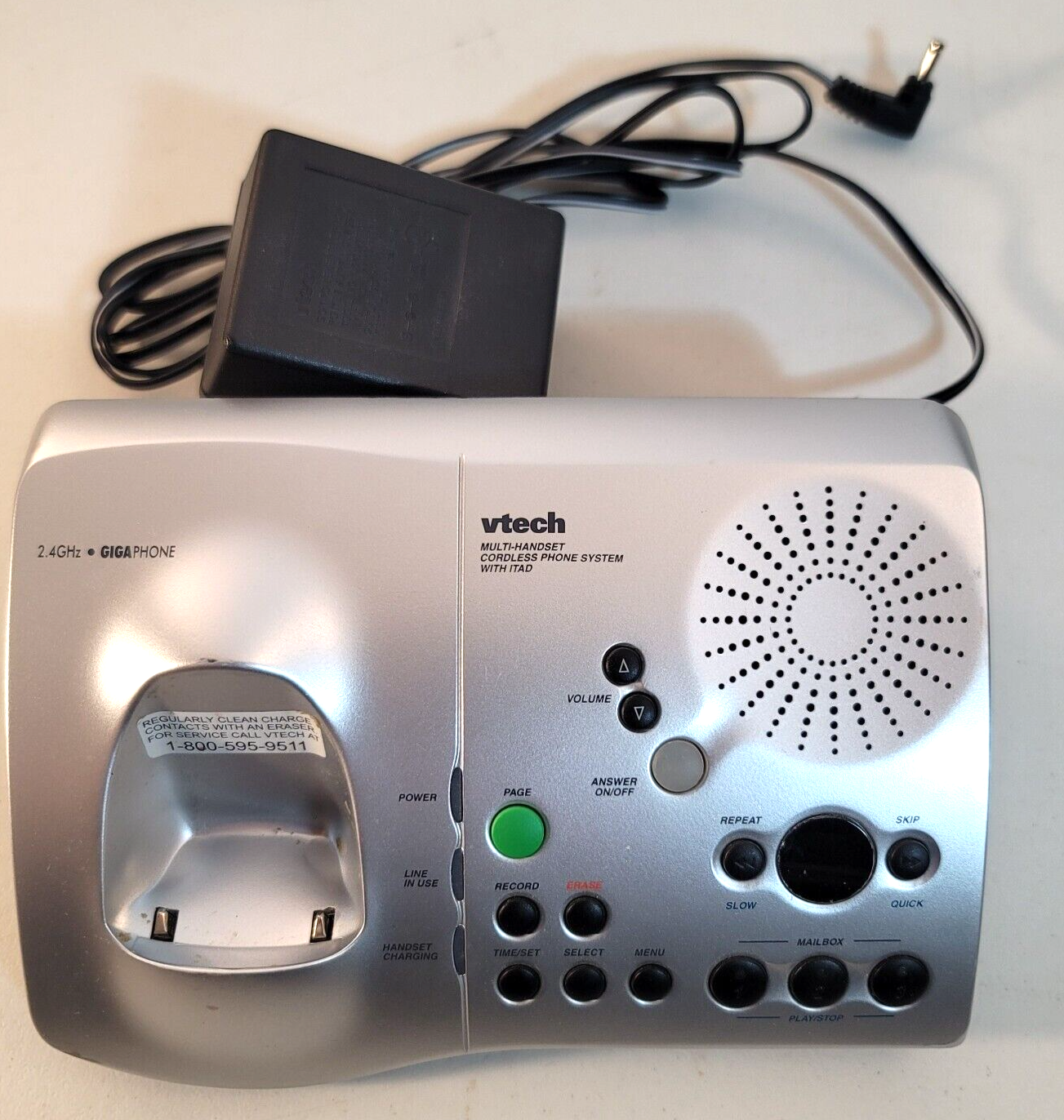VTech 2.4V GIGA PHONE Cordless Phone Charging Base Model 2461 and Power Supply