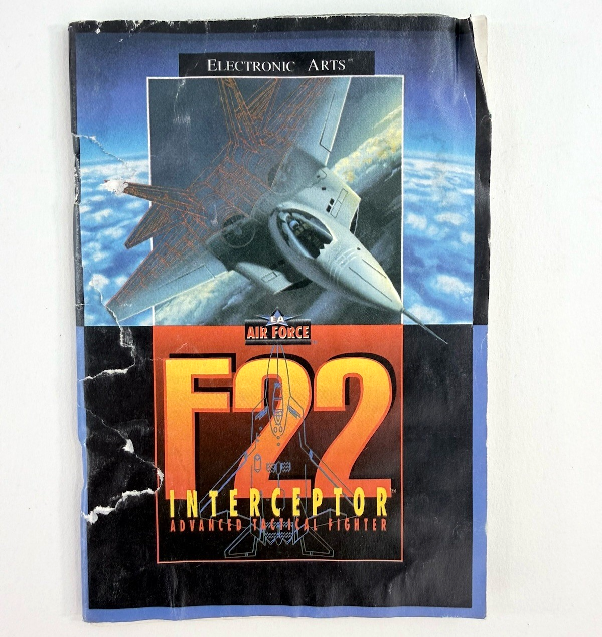 F22 Interceptor (Sega Genesis, 1991) Game, Case, Manual - Tested and Working