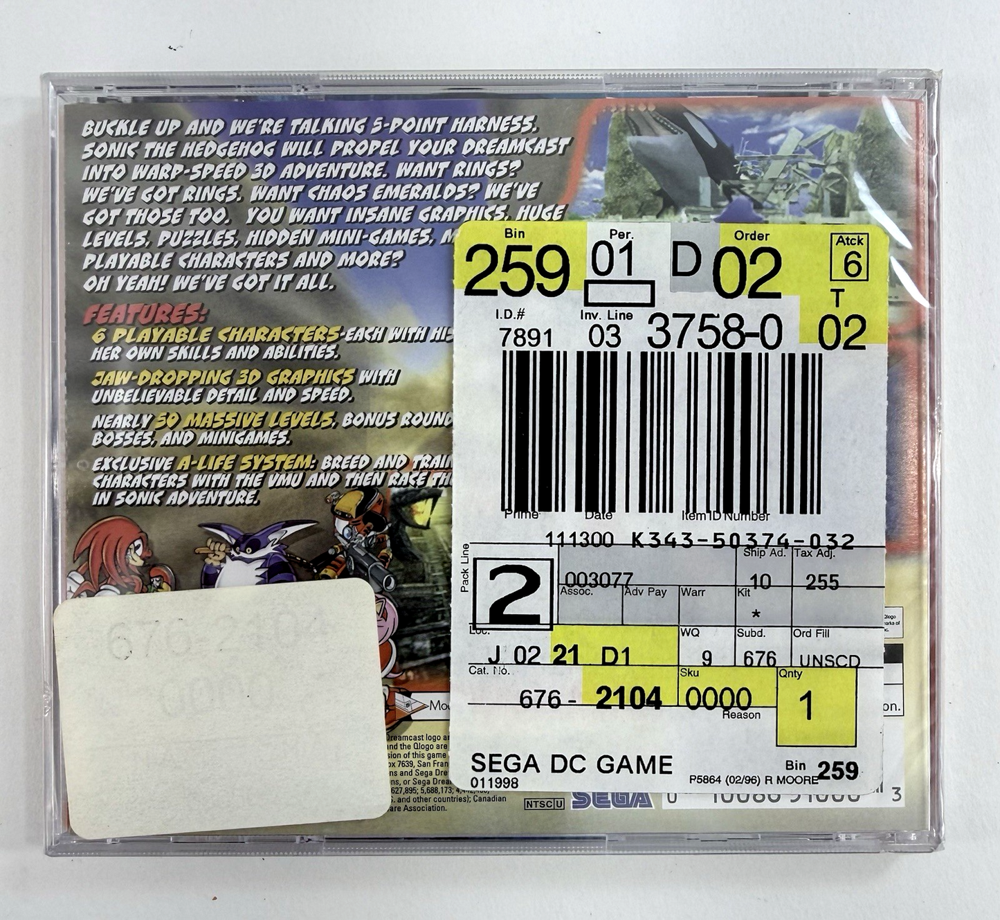 Sonic Adventure Sega All Stars (Sega Dreamcast, 1999) New, Factory Sealed