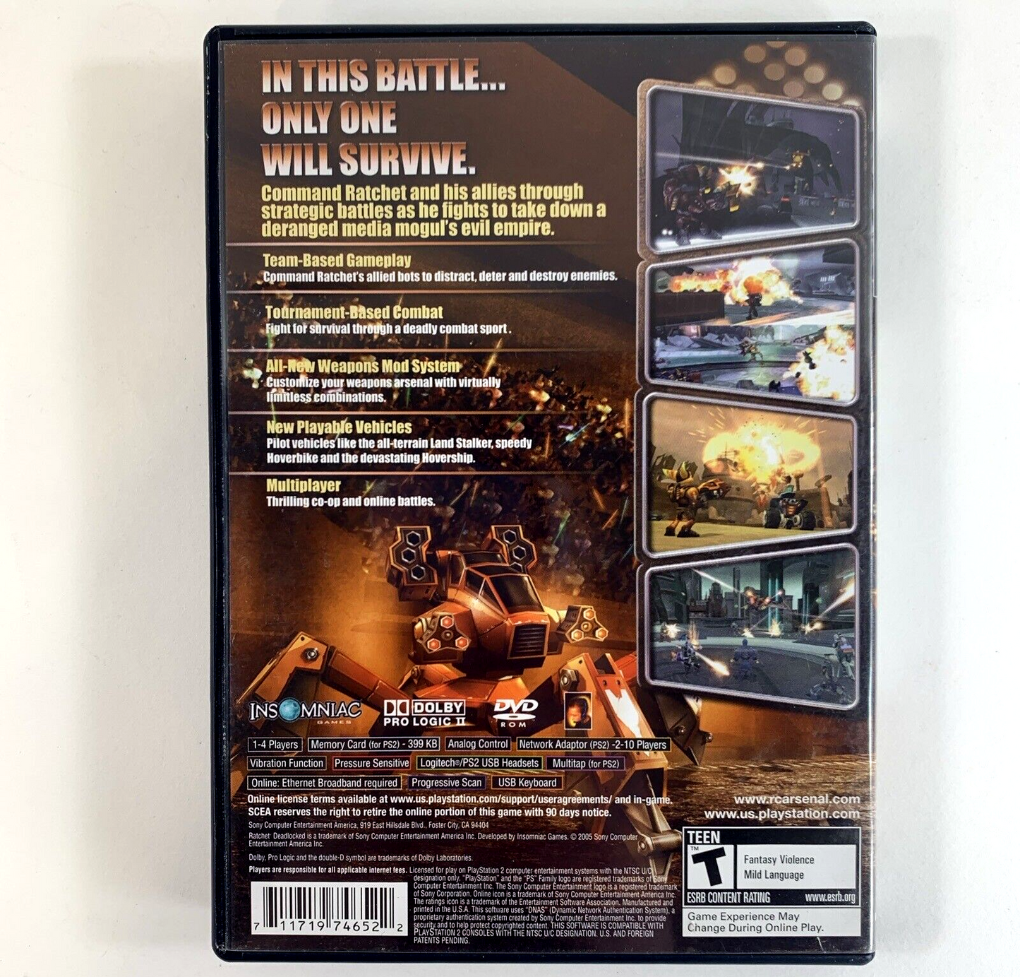 Ratchet: Deadlocked (Sony PlayStation 2, 2005) Game Case Manual - Tested