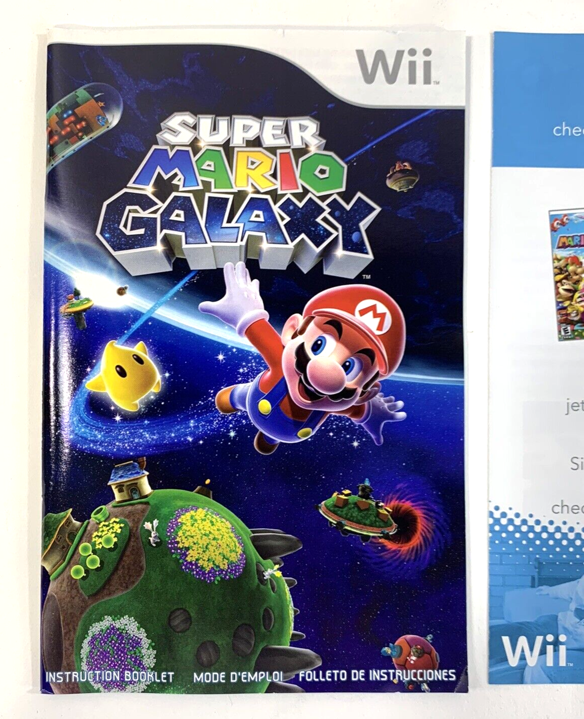 Super Mario Galaxy (Nintendo Wii, 2007) Game Case Manual Inserts - Tested