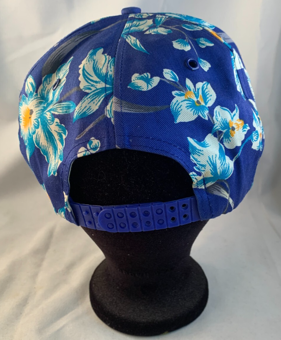 San Sun GE Tesco Lamps Blue Floral Snapback One Size Adjustable Hat